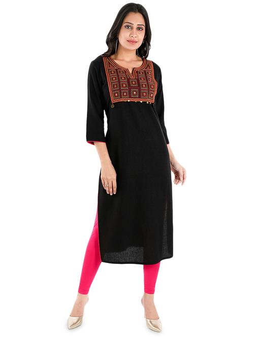 yoke embroidered straight kurta - 16979596 - Very Small Image - 1