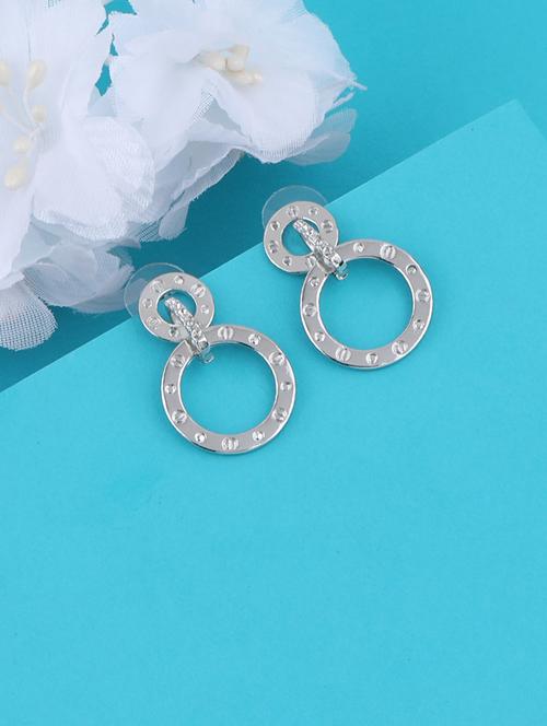 silver metal drop earring - 16979634 - Very Small Image - 1