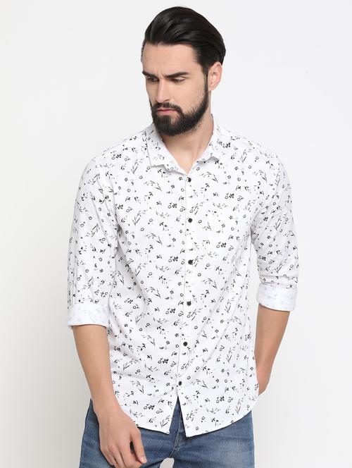 white floral print casual shirt - 16980192 - Very Small Image - 1