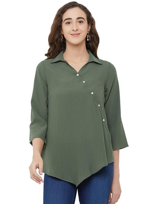 asymmetric hem button up top  - 16981181 - Very Small Image - 1
