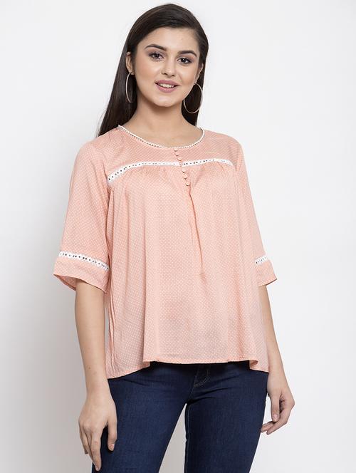 round neck polka dot peasant top - 16981692 - Very Small Image - 1