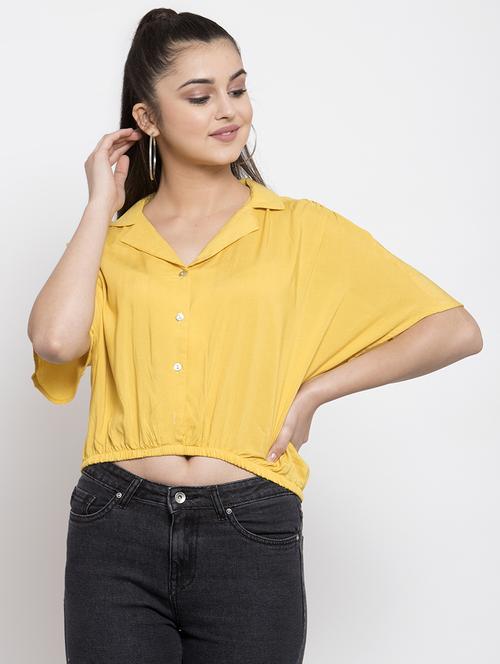 lapel neck crop shirt  - 16981696 - Very Small Image - 1