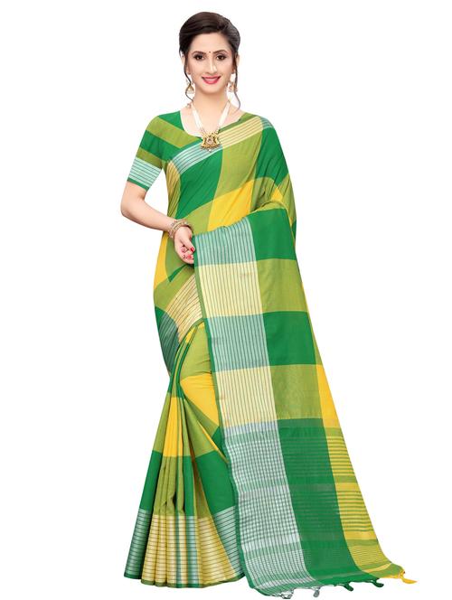 checkered woven saree with blouse - 16981849 - Very Small Image - 1