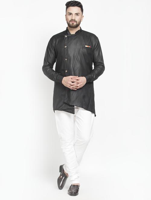 black solid kurta pyjama set - 16981916 - Very Small Image - 1
