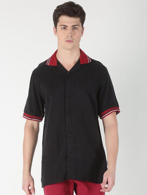 black solid casual shirt - 16982096 - Very Small Image - 1