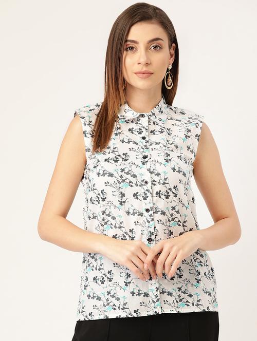 white cotton floral shirt - 16982133 - Very Small Image - 1