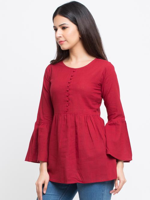 bell sleeves a-line top - 16983743 - Very Small Image - 1