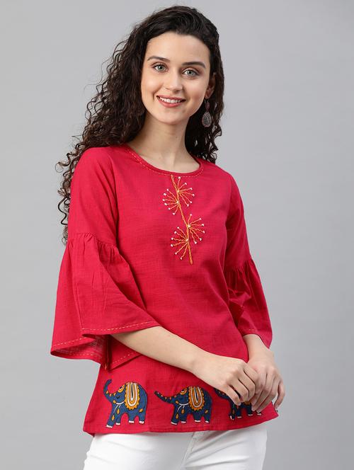 bell sleeves embroidered top - 16983761 - Very Small Image - 1
