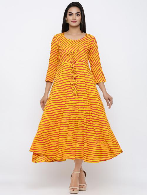 leheriya a-line ethnic dress - 16987215 - Very Small Image - 1