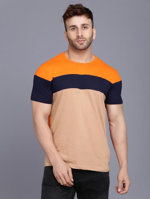 orange color block t-shirt - 16988265 - Very Small Image - 1
