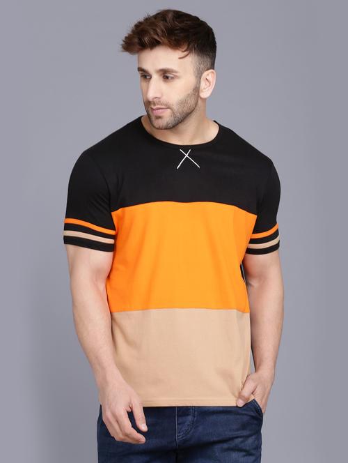 black color block taped t-shirt - 16988267 - Very Small Image - 1
