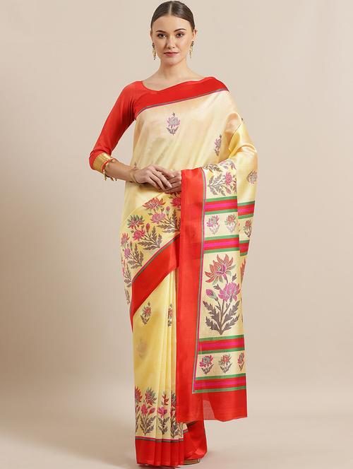 women's self design yellow colored saree with blouse - 16988413 - Very Small Image - 1