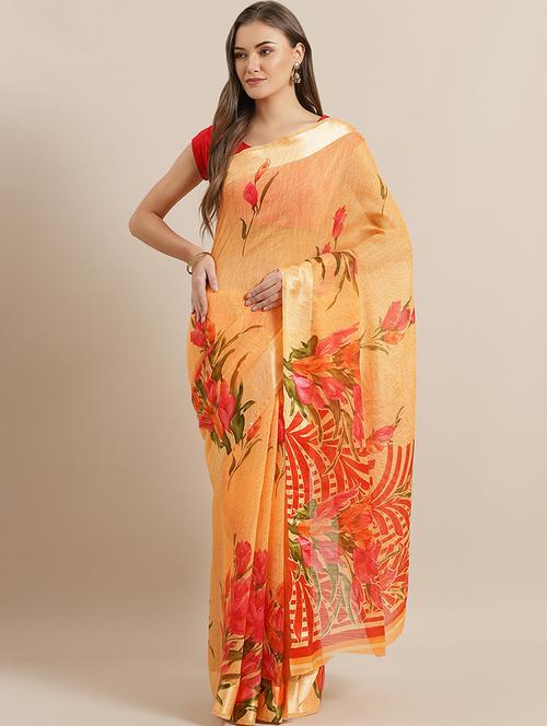 floral bhagalpuri saree with blouse - 16988430 - Very Small Image - 1