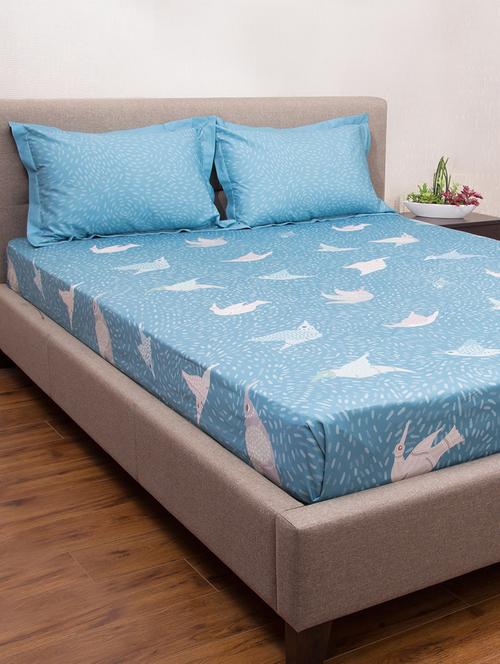   cotton king size bed sheet with two pillow covers - 16988530 - Very Small Image - 1