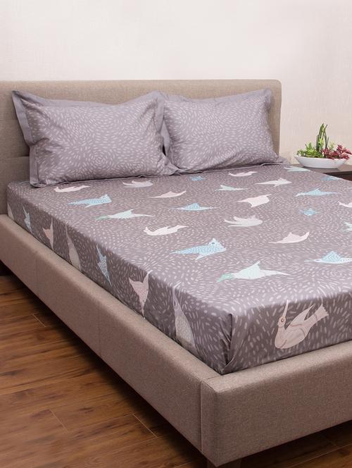   cotton king size bed sheet with two pillow covers - 16988531 - Very Small Image - 1