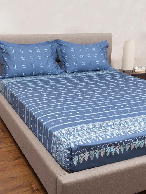   cotton king size bed sheet with two pillow covers - 16988535 - Very Small Image - 1