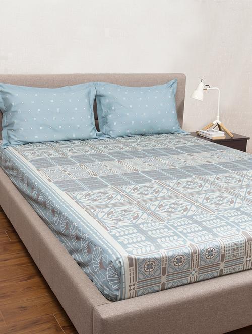   cotton king size bed sheet with two pillow covers - 16988537 - Very Small Image - 1