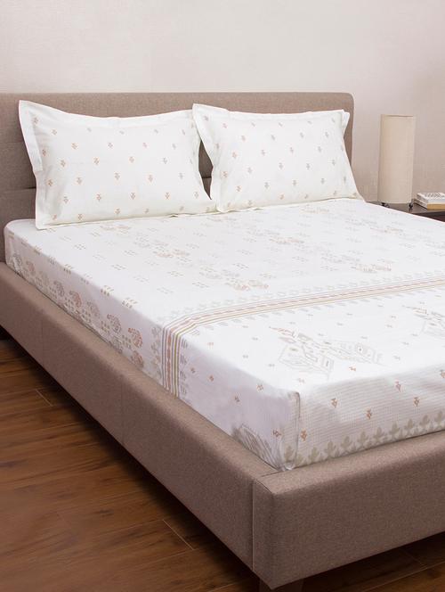   cotton king size bed sheet with two pillow covers - 16988730 - Very Small Image - 1