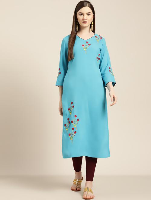 embroidered straight kurta - 16989114 - Very Small Image - 1