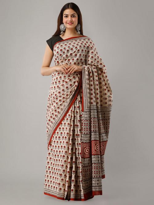 floral printed saree with blouse - 16989587 - Very Small Image - 1