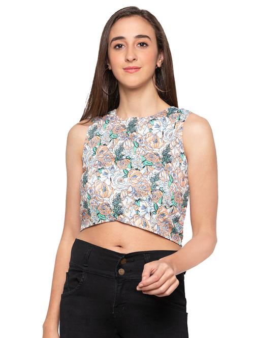 women's crop round neck top - 16989831 - Very Small Image - 1
