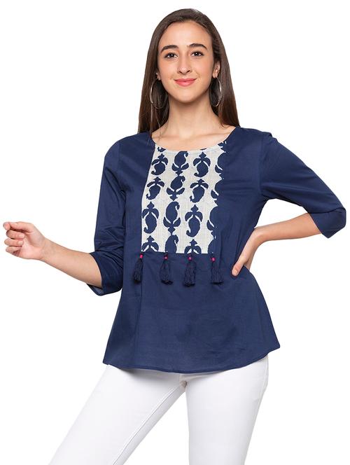 tassel detail indigo tunic  - 16989865 - Very Small Image - 1
