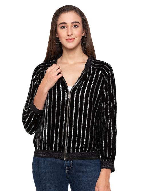 metallic stripes bomber jacket  - 16989886 - Very Small Image - 1