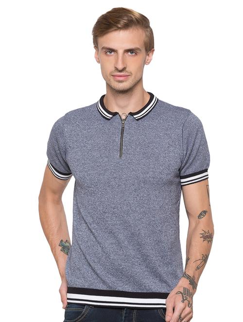 grey solid collared t-shirt - 16990063 - Very Small Image - 1