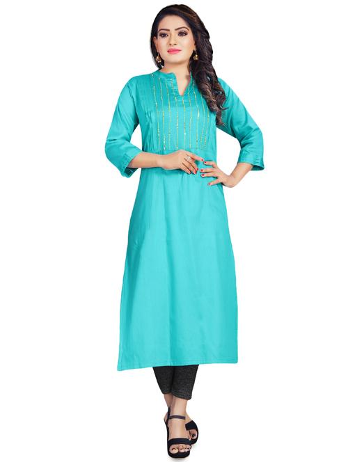 yoke embroidered a-line kurta - 16990346 - Very Small Image - 1