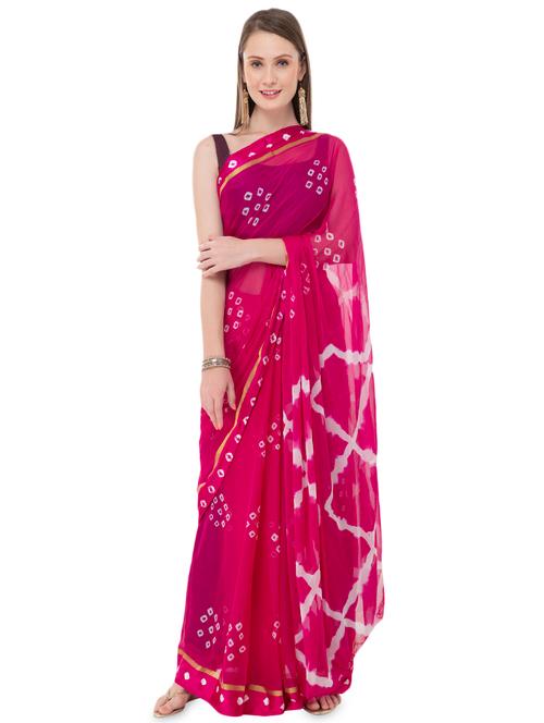 bandhani printed saree with blouse - 16990837 - Very Small Image - 1