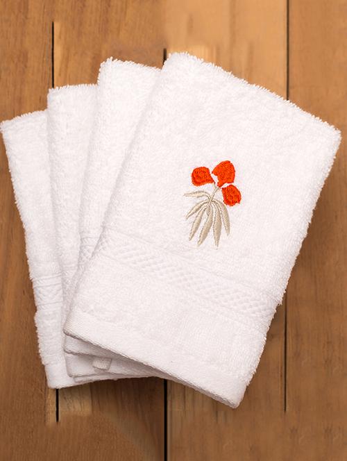 brindavan embroidered white face towels - 16990860 - Very Small Image - 1