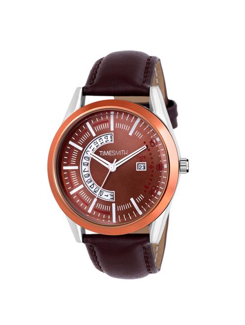 timesmith brown dial brown leather analog watch for men tsc-106 - 16992277 - Very Small Image - 1