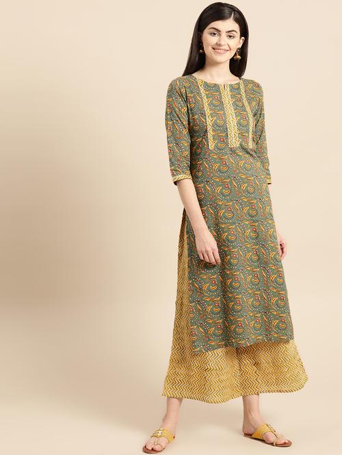 printed kurta palazzo set - 16992645 - Very Small Image - 1