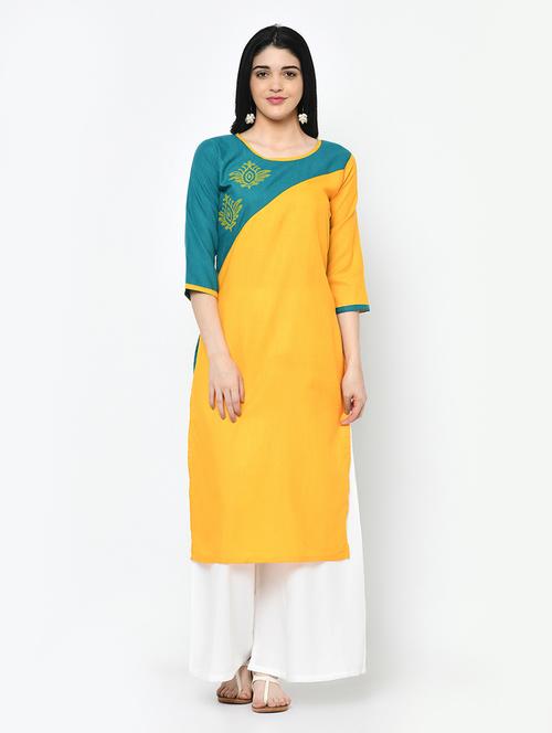 color block straight kurta - 16994206 - Very Small Image - 1
