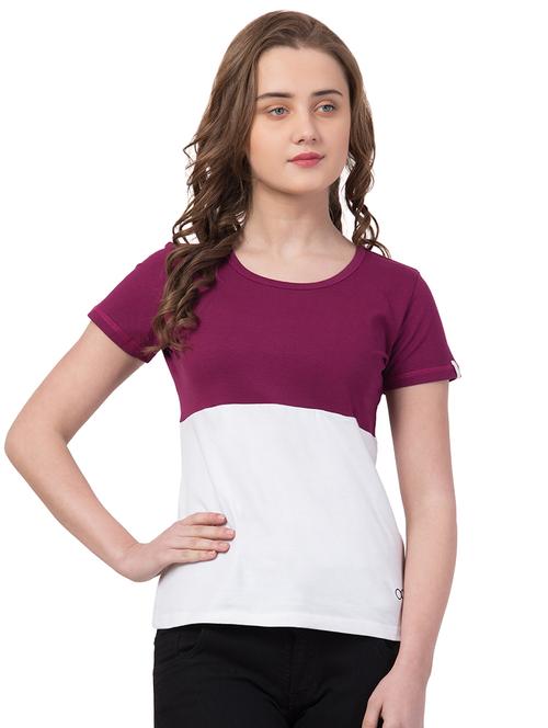 color block round neck tee  - 16994987 - Very Small Image - 1