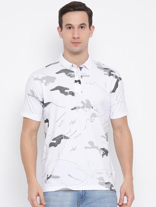 white camouflage print polo t-shirt - 16995097 - Very Small Image - 1