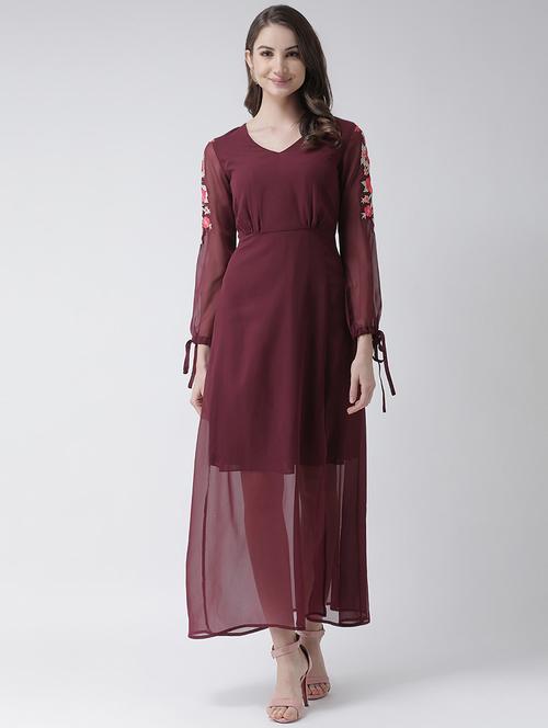 embroidered sleeves maxi dress  - 16995797 - Very Small Image - 1