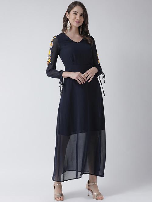 embroidered sleeves maxi dress  - 16995798 - Very Small Image - 1