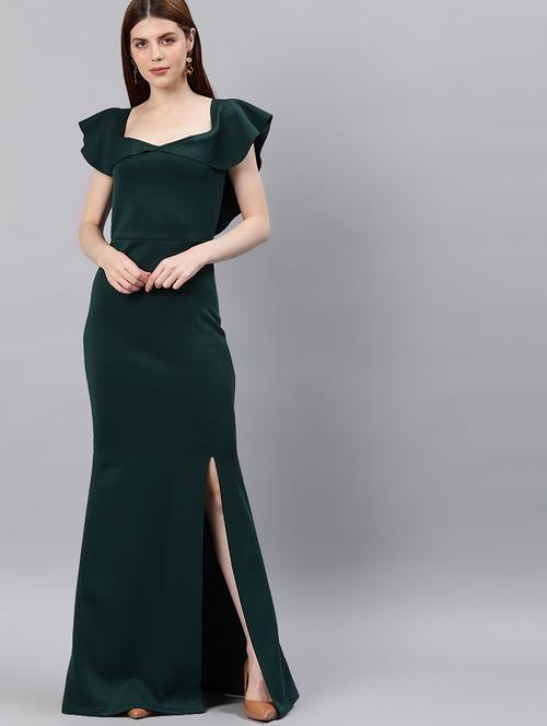 high slit ruffle detail maxi dress - 16995908 - Very Small Image - 1