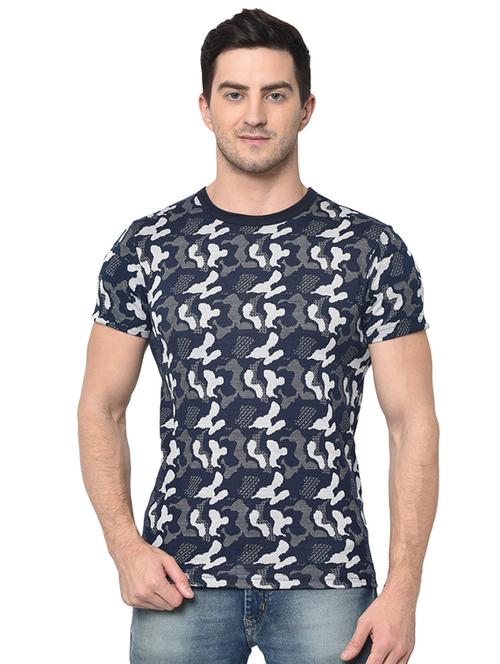 navy blue camouflage print t-shirt - 16995940 - Very Small Image - 1