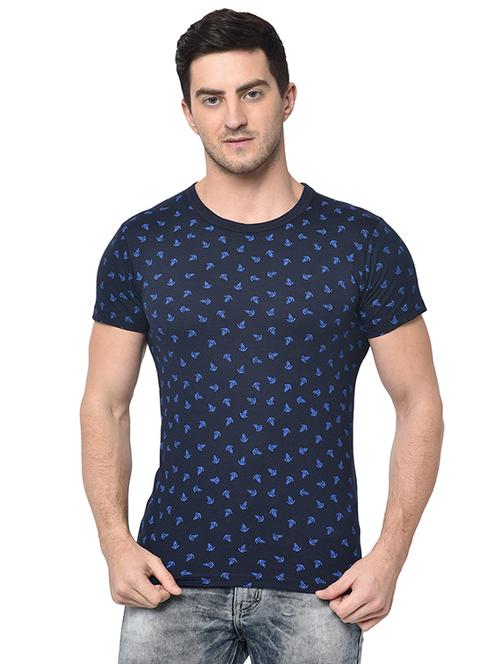 navy blue printed t-shirt - 16995945 - Very Small Image - 1