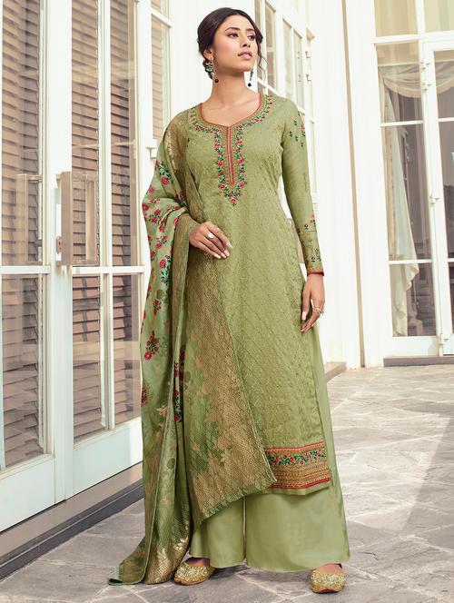 embroidered semi-stitched suit - 16998334 - Very Small Image - 1