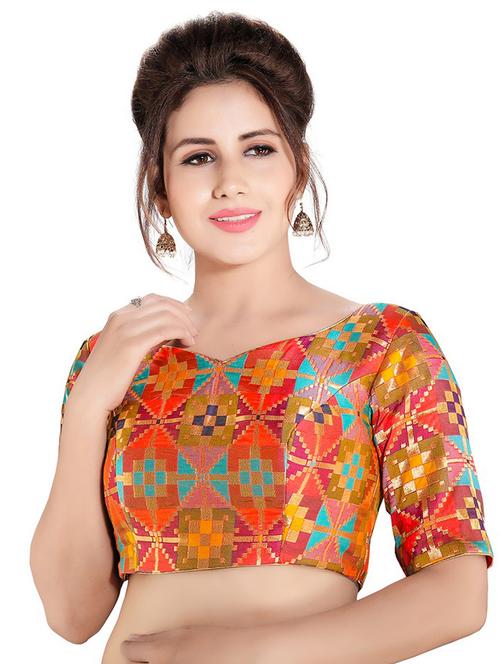 self design brocade blouse - 16999073 - Very Small Image - 1