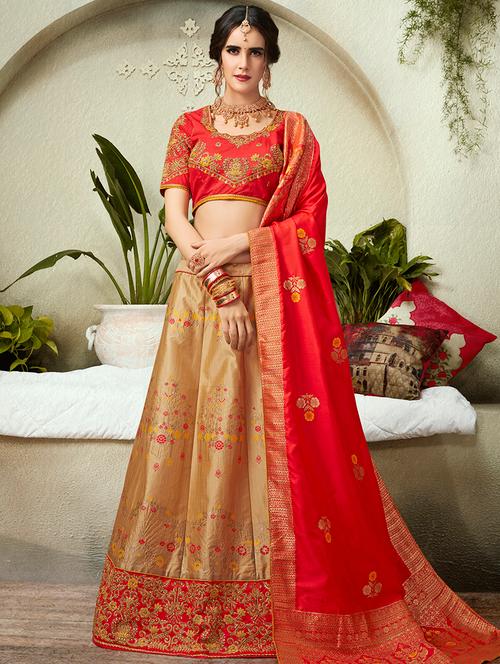 floral panelled unstitched lehenga  - 16999664 - Very Small Image - 1