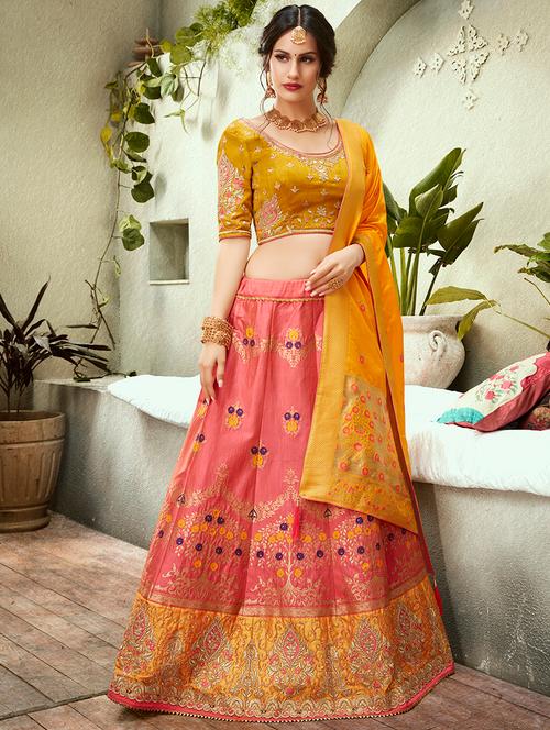 floral panelled unstitched lehenga  - 16999668 - Very Small Image - 1