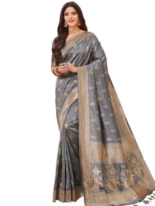 ethnic motif woven saree with blouse - 17000000 - Very Small Image - 1