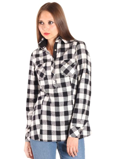 long sleeved gingham checkered shirt  - 17001202 - Very Small Image - 1