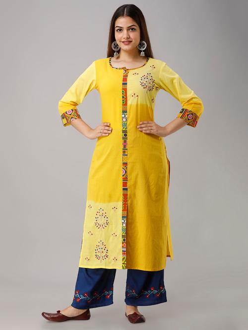 embroidered ombre print straight kurta  - 17001369 - Very Small Image - 1