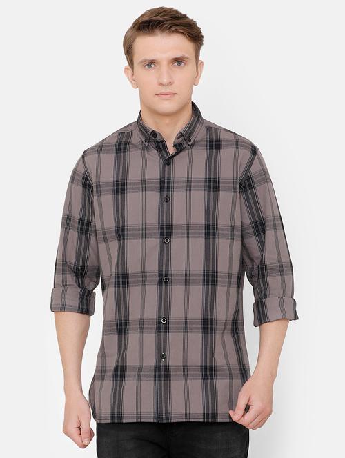 grey checkered casual shirt - 17001522 - Very Small Image - 1