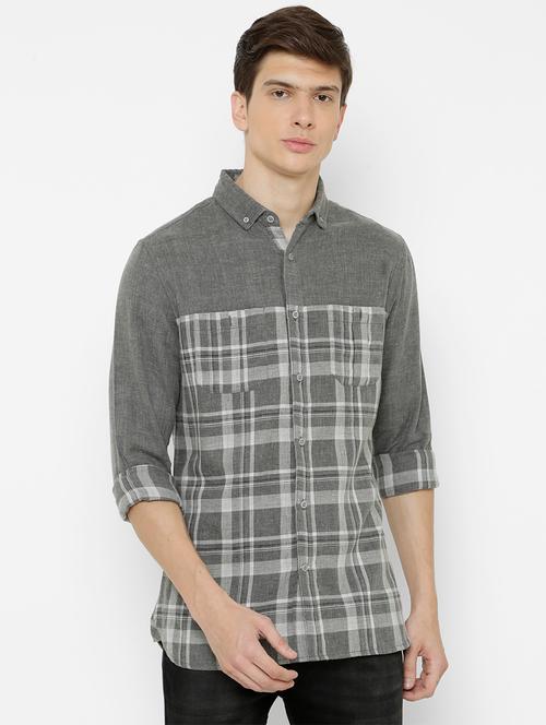 grey checkered casual shirt - 17001592 - Very Small Image - 1